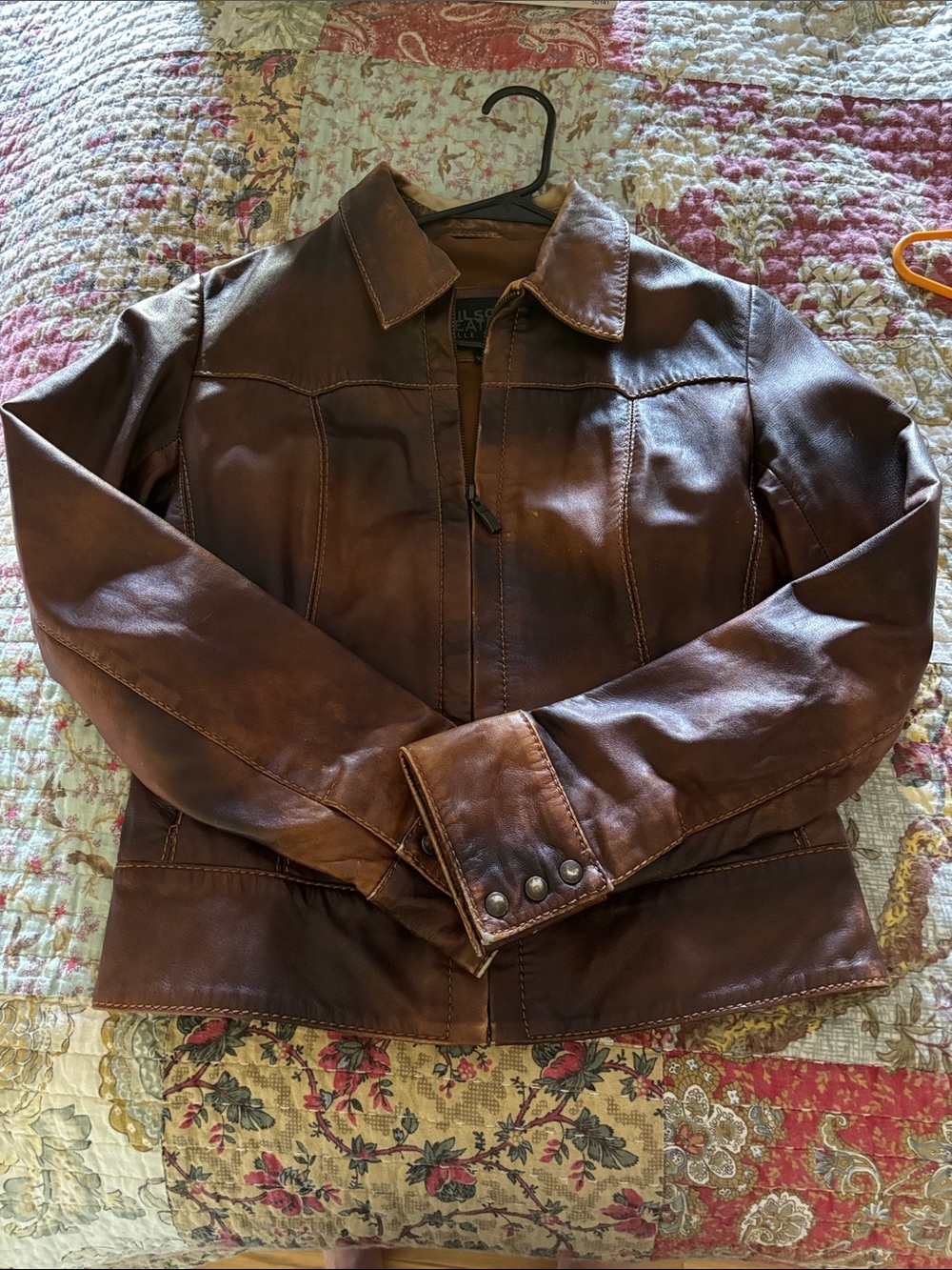 Two toned brown leather jacket